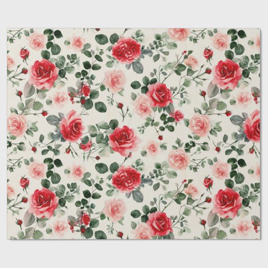 roze rode rozen Moederdag Cadeaupapier (Vlak)