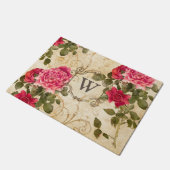 Roze rode Rozen Monogrammen Initiaal Deurmat (Schuin)