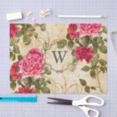 Roze rode Rozen Monogrammen Initiaal Tissuepapier (Craft)