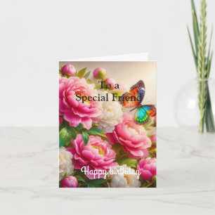 Roze rode rozen voor een speciale vriend verjaarda kaart