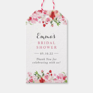 Roze Rode Rozen Waterverf Bloem Bruiloft Feest Cadeaulabel