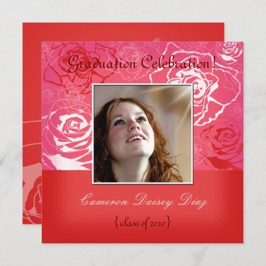 Roze/rode rozenuitvindingen kaart (Voorkant / Achterkant)