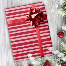 Roze Rode Streep Schattige Hand getekend Eigenzinn Cadeaupapier