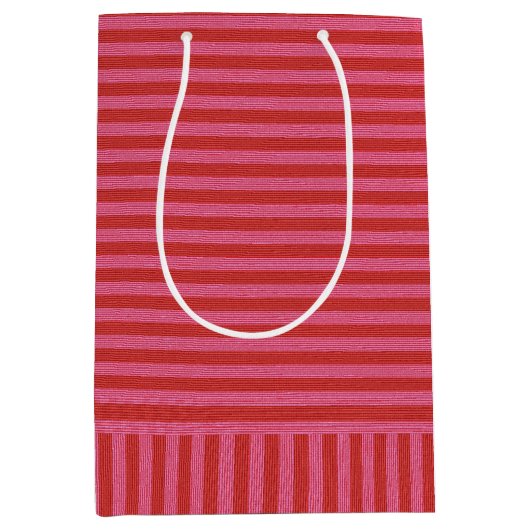 Roze rode streep vrolijk en heldere kerstvakantie medium cadeauzakje (Voorkant)