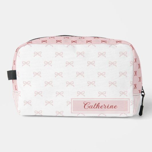 Roze & Rode Strik Patroon Coquette Cosmetica Toilettasje (Voorkant)