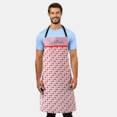 Roze & Rode Valentijn Hartpatroon Aangepaste Naam Schort (Gedragen)