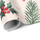 Roze rode vintage kerst cadeaupapier (Rol Hoek)