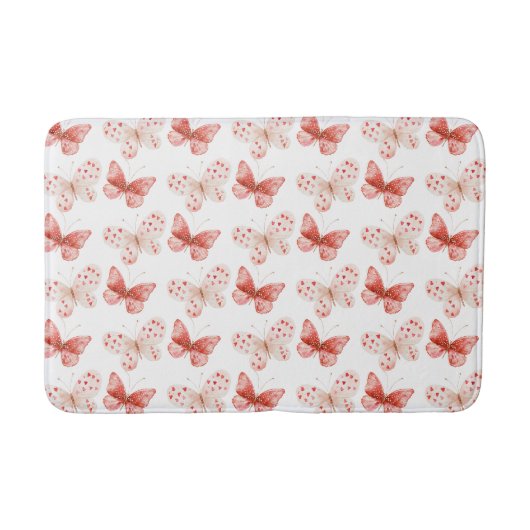 Roze Rode Vlinders Badmat (Voorkant)