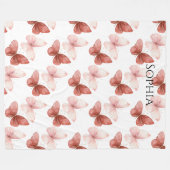Roze Rode Vlinders   Fleece Deken (Voorkant (Horizontaal))