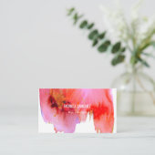 Roze rode waterverf abstract visitekaartje ontwerp (Staand voorkant)