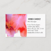 Roze rode waterverf abstract visitekaartje ontwerp (Achterkant)