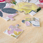 Roze, rode waterverf bloemen. legpuzzel (Zijkant)