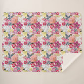 Roze, rode waterverf bloemen. sherpa deken (Voorkant (horizontaal))