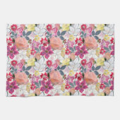 Roze, rode waterverf bloemen. theedoek (Horizontaal)