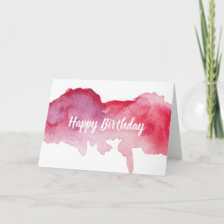 Roze/Rode Waterverf Happy Birthday Wenskaart Kaart