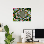 Roze rode waterverf rozen, abstracte mandala flora poster (Thuiskantoor)