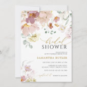 Roze & Rode Wildbloemen Bruidsdouche Uitnodiging (Voorkant)