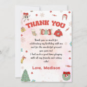 Roze Rode Winter Kerstmis Verjaardag Bedankt Card (Voorkant)