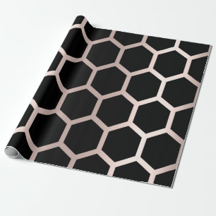 Roze rode zwarte meetkunde Honeycomb Hexagon Cadeaupapier