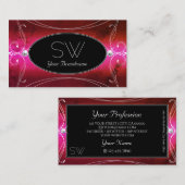 Roze rode zwarte sparkle-juwelen Initialen Visitekaartje (Voorkant / Achterkant)