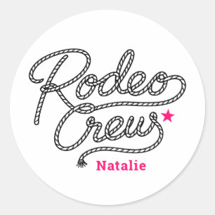 Roze Rodeo Crew Westerse Bachelorette Party Ronde Sticker
