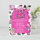 Roze Rodeo Retro Cowgirl Verjaardag Dansfeest Kaart (Staand voorkant)