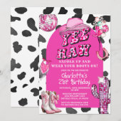 Roze Rodeo Retro Cowgirl Verjaardag Dansfeest Kaart (Voorkant / Achterkant)