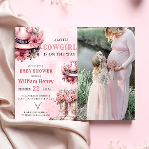 Roze Rodeo Western Cowgirl Baby shower Foto Kaart