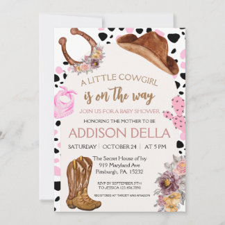 Roze Rodeo Western Cowgirl Baby shower Invitation Kaart