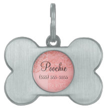 Roze Rodle Damask Small Dog Collar Pendant -