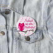 Roze roeien 6th Birthday Button (In situ)