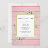 Roze Roestig Hout Groene Bruids-Shower Kaart (Voorkant)