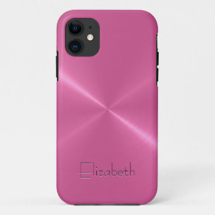 Roze, roestvrij stalen metalen blik iPhone 11 hoesje