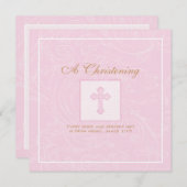 Roze Rol Christening Uitnodiging (Voorkant / Achterkant)