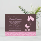 Roze rol met de Uitnodiging van het Baby shower va (Staand voorkant)