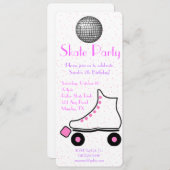 Roze Roller Schaats Birthday Uitnodiging (Voorkant / Achterkant)
