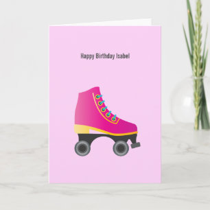 Roze Roller Schaats Verjaardag Kaart