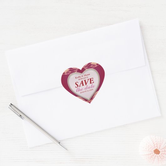 Roze Romance Sparen de DatumTrekkers van het huwel Hart Sticker (Envelop)