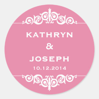 Roze romance Victoriaans elegante bruiloft Ronde Sticker