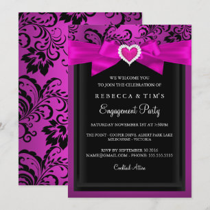 Roze Romantic Heart Engagement Party Kaart