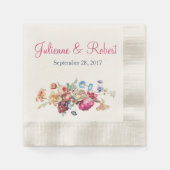 Roze Romantische Bloemen Bruiloft Cocktail Servetten (Voorkant)