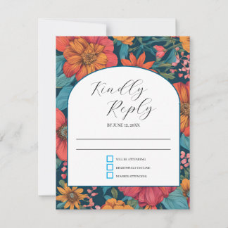 Roze Romantische bruiloft RSVP Kaartje
