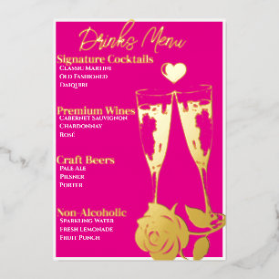 Roze Romantische Met Goudfolie Versierde Cocktailp Folie Feestdagenkaart