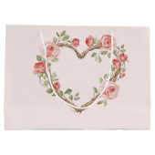 Roze Romantische Rode Roos Bloemhart Bruiloft Groot Cadeauzakje (Achterkant)