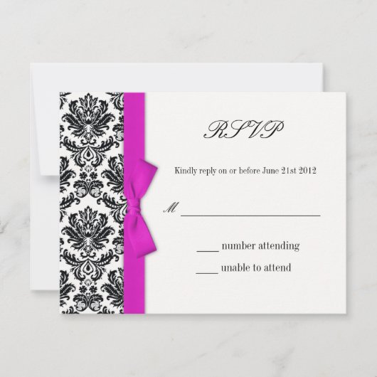 Roze romp met Kaart van het Damask Wedding RSVP-an (Voorkant)