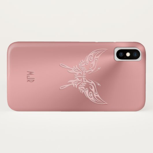 Roze ronddraaistaart met gestileerde vlinder, met Case-Mate iPhone case (Achterkant (horizontaal))
