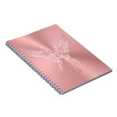 Roze ronddraaistaart met gestileerde vlinder, met  notitieboek (Rechterzijde)
