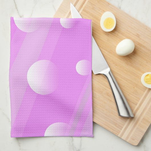 Roze ronde, abstracte keukenhanddoek (Quarter Fold)