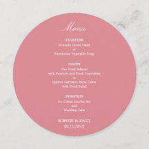 Roze ronde trouwmenu