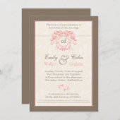 Roze rondjes op bleke crème bruiloft kaart (Voorkant / Achterkant)